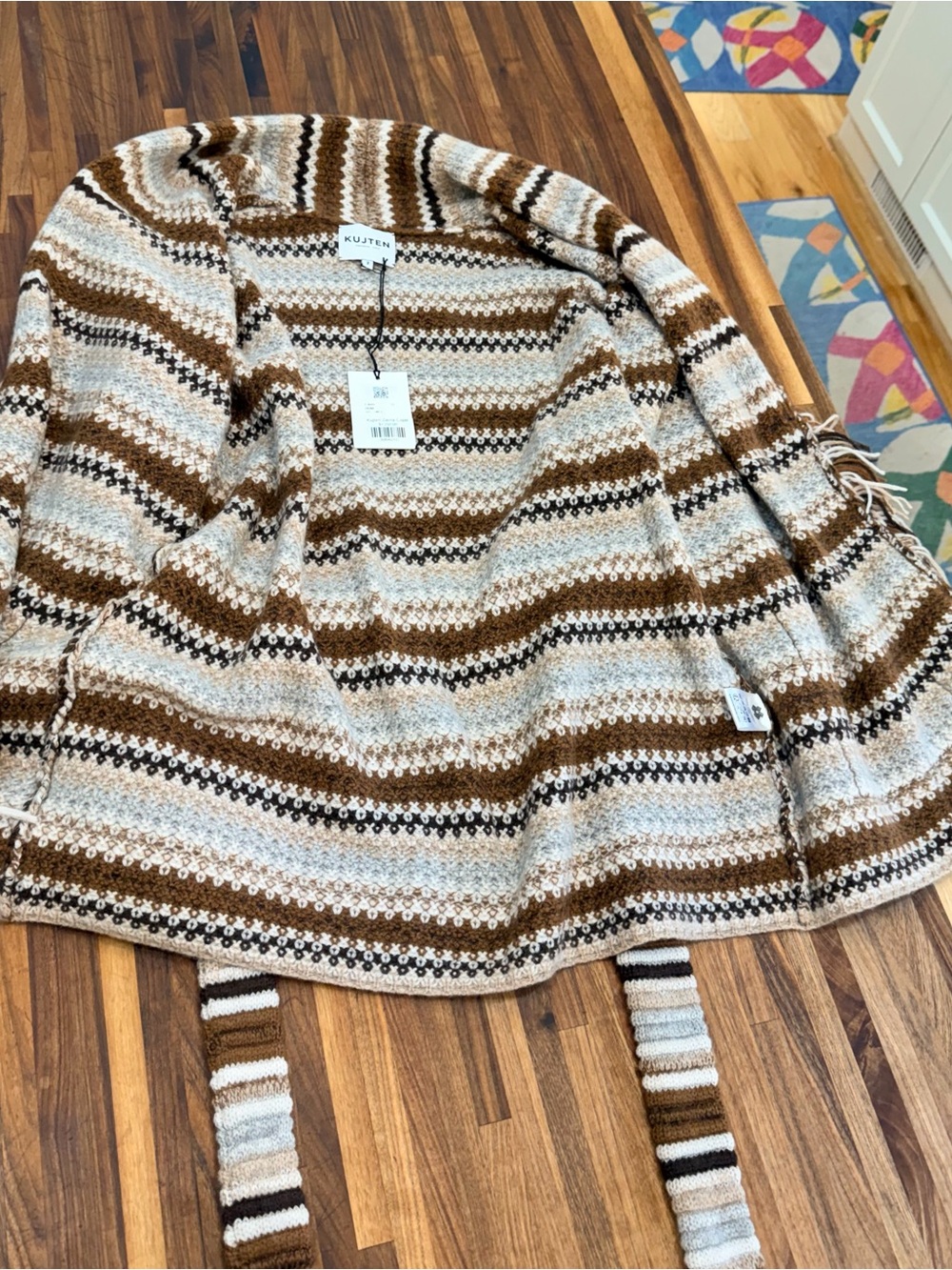 NWT - Kujten Zaina Cape Cashmere Cardigan in Camelot Brown - Medium - Picture 5 of 16